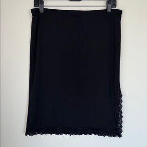 Vintage Y2K Wet Seal Black Lace Trim Slit Skirt Whimsical Goth